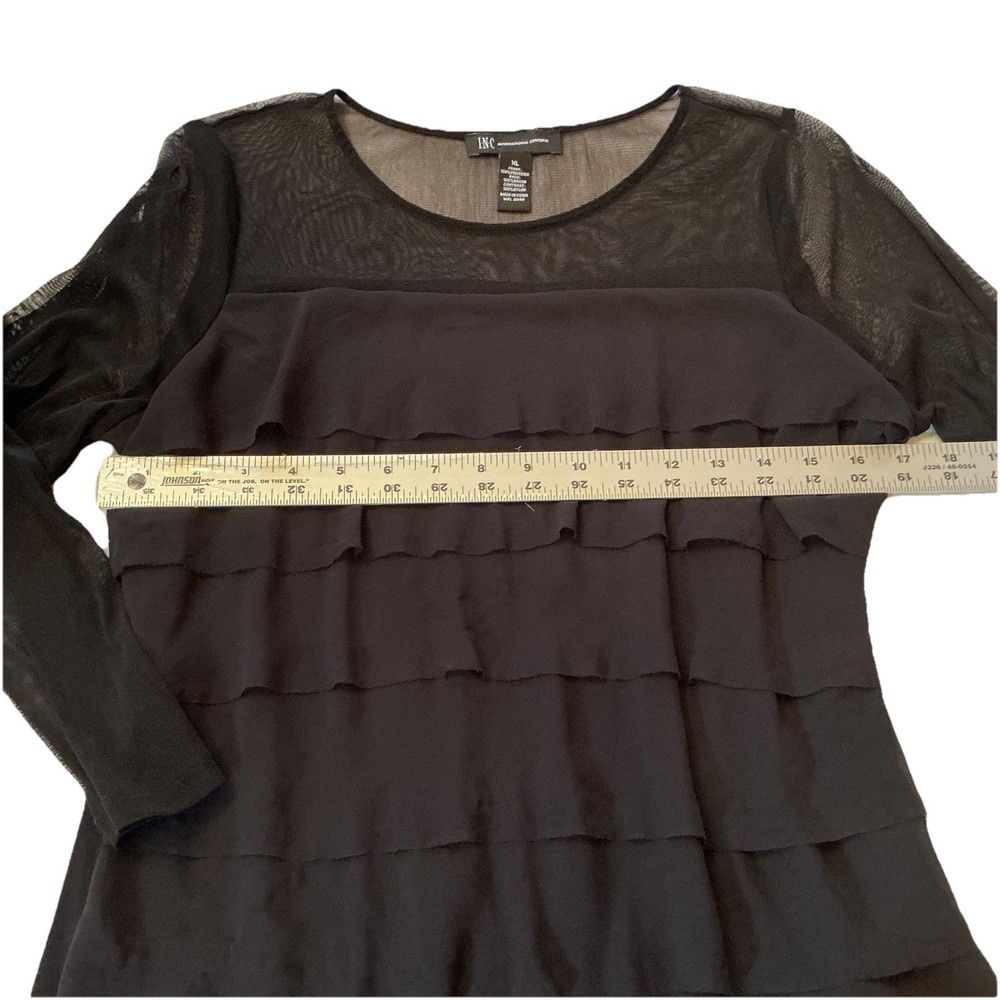 INC International Concepts women's layered Ruffle Front Long Sheer Sleeve Sz XL - Picture 4 of 6